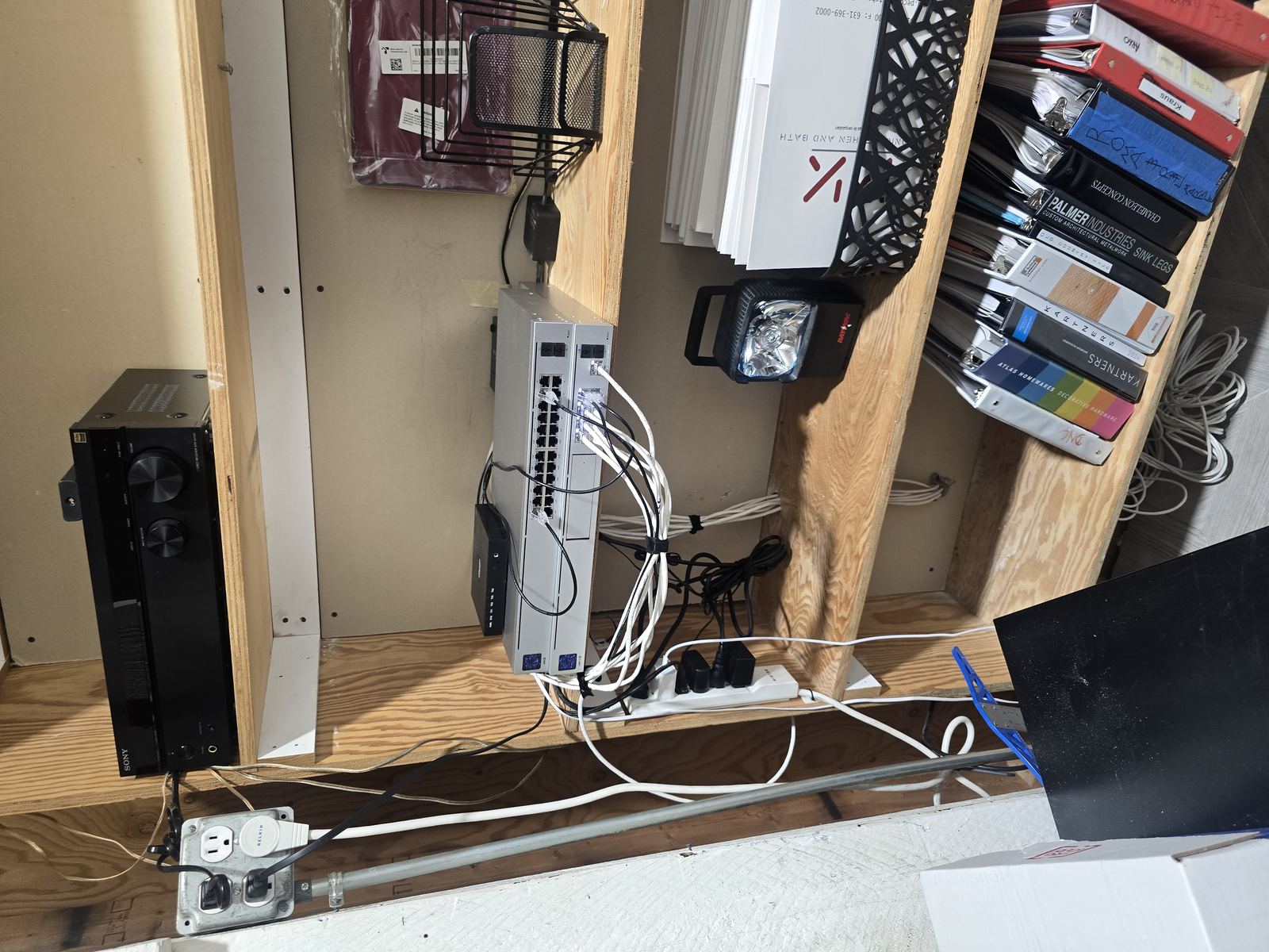 AV receiver and network switch installation