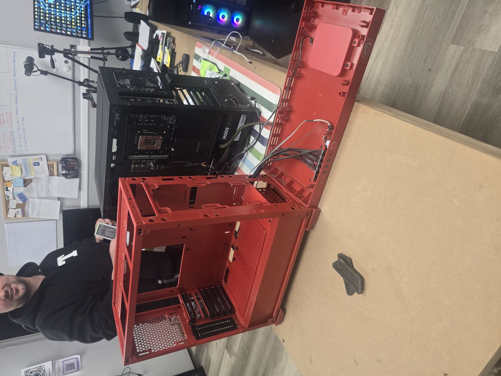 Technicians installing exterior security cameras