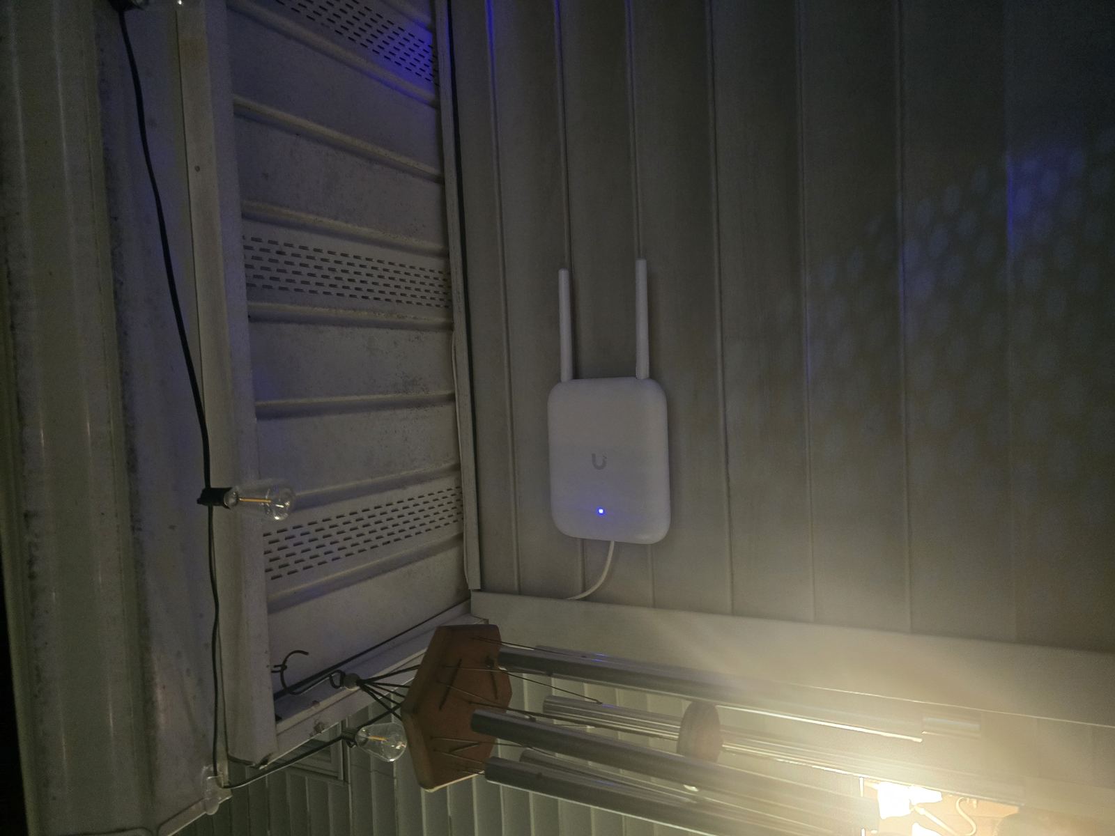 Outdoor projector screen setup on patio
